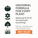 Premium 10-10-10 All-Purpose Soil Fertilizer by Gardenera - Ideal for Flowers, Plants, Vegetables, Fruit Trees and Lawns - 1 Quart