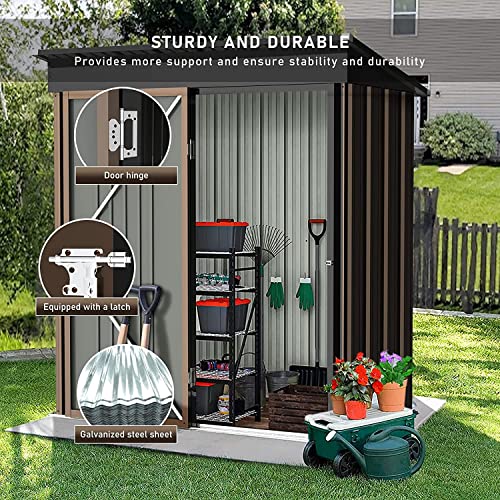 5x3 FT Outdoor Storage Shed with Lockable Door