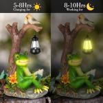 CONDAUPH Outdoor Funny Frog Statue, Resin Reading Frogs Garden Decor, Solar Frog Gift Sculpture Decoration for Home Patio, Yard, Lawn, Porch, Ornament