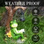 CONDAUPH Outdoor Funny Frog Statue, Resin Reading Frogs Garden Decor, Solar Frog Gift Sculpture Decoration for Home Patio, Yard, Lawn, Porch, Ornament