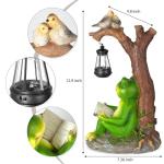 CONDAUPH Outdoor Funny Frog Statue, Resin Reading Frogs Garden Decor, Solar Frog Gift Sculpture Decoration for Home Patio, Yard, Lawn, Porch, Ornament