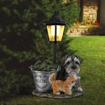 POTEY Statues, Solar Sculptures & Statues Outdoor with Solar Lights and Flowerpot Funny Garden Decor Housewarming Gifts Lights for Patio Yard, Balcony Decorations (Dog and Cat)