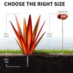 KODIBO Large Tequila Rustic Sculpture, Rustic Metal Agave Plants for Outdoor Patio Yard, Home Decor Hand Painted Metal Agave Garden Yard Statue, Outdoor Lawn Ornaments (Red - L (W/Bird Feeder))