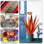 KODIBO Large Tequila Rustic Sculpture, Rustic Metal Agave Plants for Outdoor Patio Yard, Home Decor Hand Painted Metal Agave Garden Yard Statue, Outdoor Lawn Ornaments (Red - L (W/Bird Feeder))