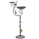 CaliDecor Metal Bird Bath for Outside, 2-in-1 Birdbath and Bird Feeder with Cast Iron Pedestal, Retro Vine Shaped Standing Bird Bath and Feeder Combo for Outdoors Garden Patio Porch