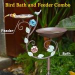CaliDecor Metal Bird Bath for Outside, 2-in-1 Birdbath and Bird Feeder with Cast Iron Pedestal, Retro Vine Shaped Standing Bird Bath and Feeder Combo for Outdoors Garden Patio Porch