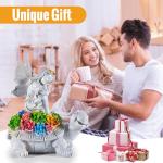 OWANVION Solar Garden Statue Outdoor Decor, Fairy Sitting on Turtle Statue with Succulent and Solar LED Light, Lawn Tortoise Ornament for Yard Patio Balcony, Housewarming Gift for Mom Grandma