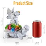 OWANVION Solar Garden Statue Outdoor Decor, Fairy Sitting on Turtle Statue with Succulent and Solar LED Light, Lawn Tortoise Ornament for Yard Patio Balcony, Housewarming Gift for Mom Grandma