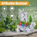 OWANVION Solar Garden Statue Outdoor Decor, Fairy Sitting on Turtle Statue with Succulent and Solar LED Light, Lawn Tortoise Ornament for Yard Patio Balcony, Housewarming Gift for Mom Grandma