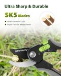 STAYGROW 8.5" Bypass Pruning Shears, All Steel Aluminum Alloy Construction Garden Shears, Ultra Sharp SK5 Carbon Steels Blades with Non-Stick Teflon Coating, Adjustable Opening Cuts Up to 3/4" (20mm）