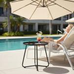 danpinera Small Round Steel Outdoor Side Table Black