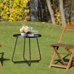 danpinera Small Round Steel Outdoor Side Table Black