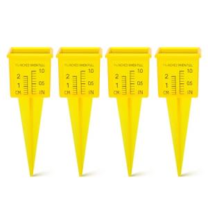 Operitacx 4pcs Rain Gauge Outdoor, Plastic Rain Gauges for Yard with Stake, Easy to Read Water Gauge for Rain Garden Lawn