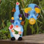 Garden Gnomes Outdoor Decor Solar Statues Light, Funny Garden Sculptures & Statues with Butterfly Lights, Outside Yard Art Gnome Holding Lotus Ornaments for Garden Patio Lawn Porch, Gardening Gifts