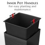 Mueller M-Resin Heavy Duty Tall Planter, Indoor/Outdoor Grande Plant, Tree, Flower Pot, 2-Piece Set, 24”, Modern Design, Built-in Drainage, Dark Gray