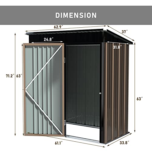 5x3 FT Outdoor Storage Shed with Lockable Door