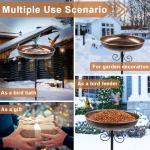 OUISJYER Metal Bird Baths for Outdoors, Birdbath & Birdfeeder with Metal Stake Garden Yard Lawn Decor 10inches