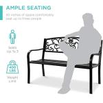 Garden Bench with Floral Design Backrest and Slatted Seat