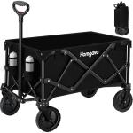 Homgava Collapsible Folding Wagon Cart,Heavy Duty Garden Cart with All Terrain Wheels,Portable Large Capacity Utility Wagon Cart for Camping Fishing Sports Shopping, Black
