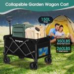 Homgava Collapsible Folding Wagon Cart,Heavy Duty Garden Cart with All Terrain Wheels,Portable Large Capacity Utility Wagon Cart for Camping Fishing Sports Shopping, Black