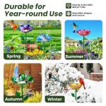 FLYVOLE Metal Bird Baths for Outdoors, Garden Bird Bath & Bird Feeders with Metal Stake, Hummingbird Feeder for Outdoor Garden Yard Lawn Decor (5PCS)