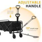 Collapsible Foldable Wagon, Beach Cart Large Capacity, Heavy Duty Folding Wagon Portable, Collapsible Wagon for Sports, Shopping, Camping (Black, 1 Year Warrant)