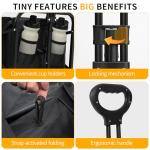 Collapsible Foldable Wagon, Beach Cart Large Capacity, Heavy Duty Folding Wagon Portable, Collapsible Wagon for Sports, Shopping, Camping (Black, 1 Year Warrant)