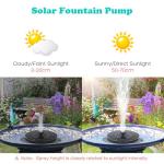 Mademax 1W Solar Bird Bath Fountain Pump, Solar Fountain with 6 Nozzle, Free Standing Floating Solar Powered Water Fountain Pump for Bird Bath, Garden, Pond, Pool, Outdoor