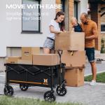 Navatiee Collapsible Folding Wagon, Wagon Cart Heavy Duty Foldable with Two Drink Holders, Utility Grocery Wagon for Camping Shopping Sports, S2, Black