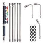 Hourleey 9 Pack Pressure Washer Extension Wand Upgrade Power Washer Lance with 6 Nozzle Tips, 30°,90°,120° Curved Rod, 1/4" Quick Connect, 4000 PSI