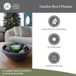 The HC Companies 15.5 Inch Garden Bowl Planter - Shallow Plant Pot with Drainage Plug for Indoor Outdoor Flowers, Herbs, Black