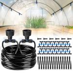 HIRALIY 118FT Greenhouse Mist Drip Irrigation Kit, Hanging Plant Watering System, Garden Watering System with 1/4" Blank Tubing and Misting Nozzles, Quick Connector Design Automatic Irrigation System