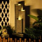 SERBILHOME Water Fountain Outdoor Water Fountain - Indoor Waterfall Fountain Floor Standing Outdoor Fountains with Led Lights and Pump 39.3” H Contemporary Curves Garden Fountain for Garden, Patio