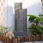 SERBILHOME Water Fountain Outdoor Water Fountain - Indoor Waterfall Fountain Floor Standing Outdoor Fountains with Led Lights and Pump 39.3” H Contemporary Curves Garden Fountain for Garden, Patio