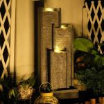 SERBILHOME Water Fountain Outdoor Water Fountain - Indoor Waterfall Fountain Floor Standing Outdoor Fountains with Led Lights and Pump 39.3” H Contemporary Curves Garden Fountain for Garden, Patio