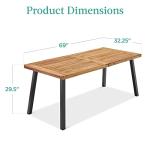 6-Person Acacia Wood Dining Picnic Table - Natural Finish