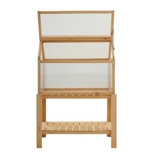 MCombo Wooden Cold Frame Greenhouse, Wooden Greenhouse Cabinet Kit with Adjustable Shelf & Lockable Door, Fully Transparent Polycarbonate Greenhouse for Outdoor Indoor Use, 0718 (Natural)