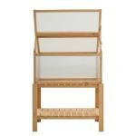 MCombo Wooden Cold Frame Greenhouse, Wooden Greenhouse Cabinet Kit with Adjustable Shelf & Lockable Door, Fully Transparent Polycarbonate Greenhouse for Outdoor Indoor Use, 0718 (Natural)