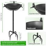 YALINKA 58In Freestanding Birdbaths Bowl Outdoor, Free Standing Garden Bird Bath Feeder Bowl with 3 Bird Statues, Birdbath & Birdfeeder with Metal Stake Garden Yard Lawn Decor (Black)