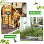 YALINKA 58In Freestanding Birdbaths Bowl Outdoor, Free Standing Garden Bird Bath Feeder Bowl with 3 Bird Statues, Birdbath & Birdfeeder with Metal Stake Garden Yard Lawn Decor (Black)