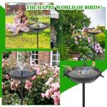YALINKA 58In Freestanding Birdbaths Bowl Outdoor, Free Standing Garden Bird Bath Feeder Bowl with 3 Bird Statues, Birdbath & Birdfeeder with Metal Stake Garden Yard Lawn Decor (Black)