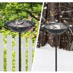YALINKA 58In Freestanding Birdbaths Bowl Outdoor, Free Standing Garden Bird Bath Feeder Bowl with 3 Bird Statues, Birdbath & Birdfeeder with Metal Stake Garden Yard Lawn Decor (Black)