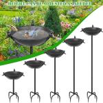YALINKA 58In Freestanding Birdbaths Bowl Outdoor, Free Standing Garden Bird Bath Feeder Bowl with 3 Bird Statues, Birdbath & Birdfeeder with Metal Stake Garden Yard Lawn Decor (Black)
