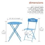 Alpine Corporation Blue Bistro Set, Table 24x24, Chair 17x18x33