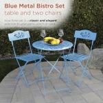 Alpine Corporation Blue Bistro Set, Table 24x24, Chair 17x18x33