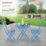 Alpine Corporation Blue Bistro Set, Table 24x24, Chair 17x18x33