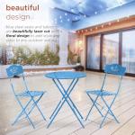 Alpine Corporation Blue Bistro Set, Table 24x24, Chair 17x18x33