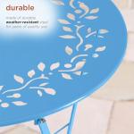 Alpine Corporation Blue Bistro Set, Table 24x24, Chair 17x18x33