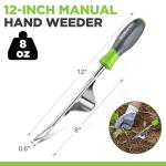 WORKPRO Weed Puller Tool, Metal Leverage Base and V-Shaped Forks for Easy Weed Removal & Deeper Root Digging, Heavy Duty Stainless Steel with Soft Handle, Manual Hand Weeder for Gardening