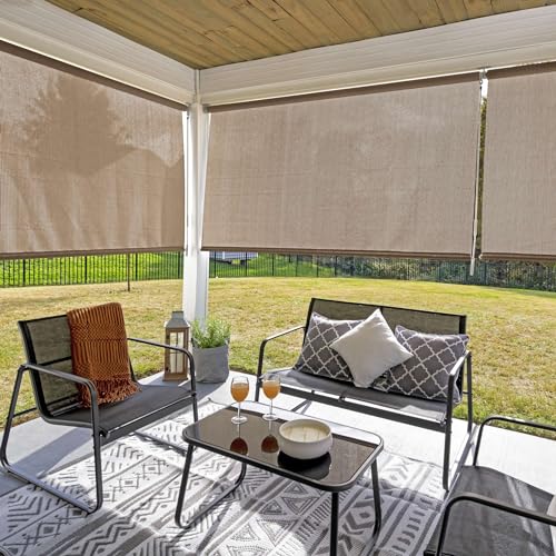 Almond 4' x 6' Coolaroo Outdoor Roller Shade